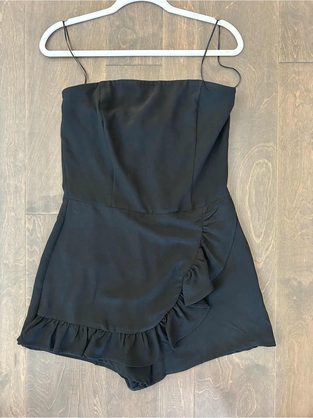 TCEC Black Strapless Ruffle Romper